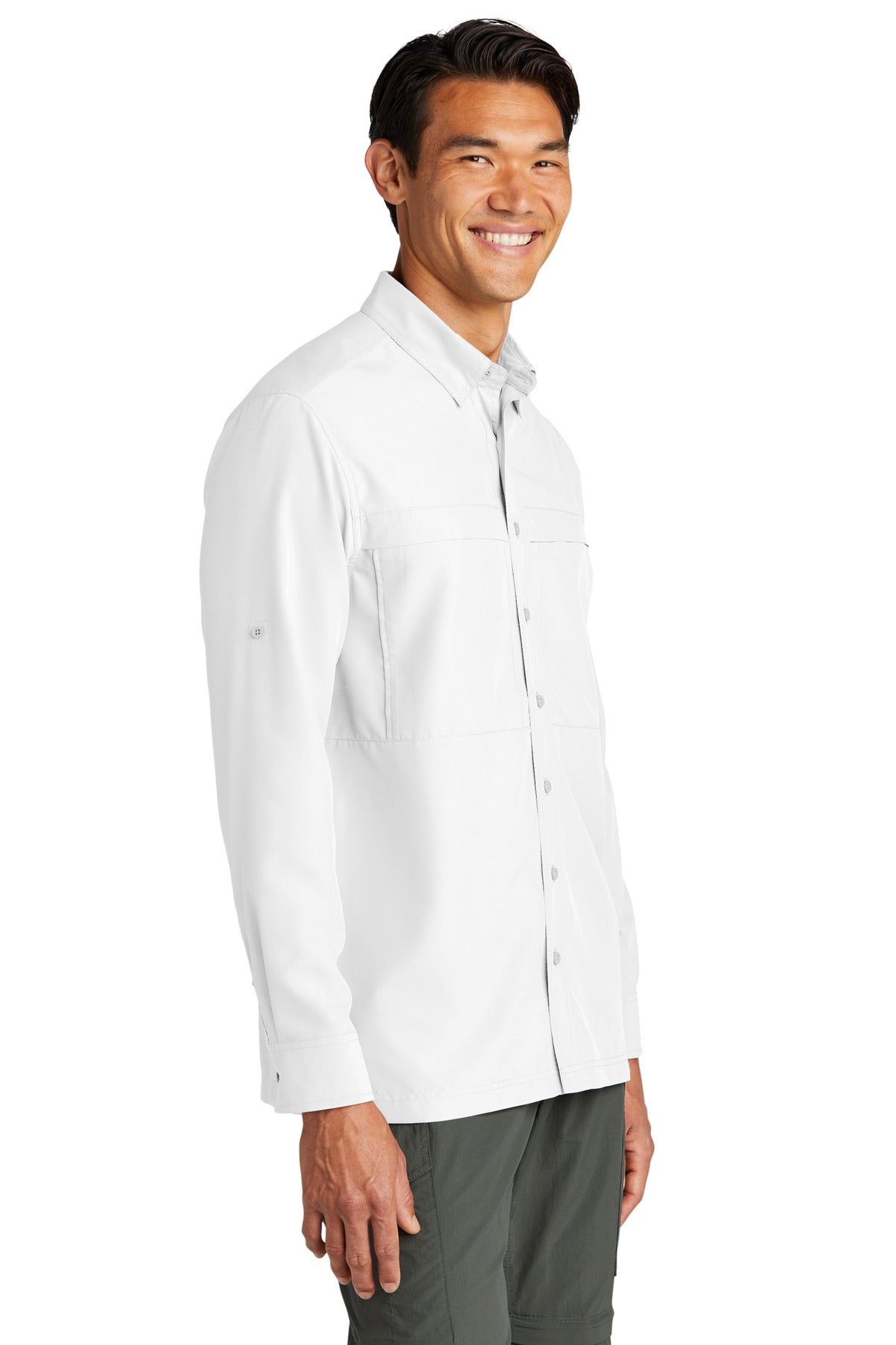 White Port Authority Long Sleeve UV Daybreak Shirt W960 plain