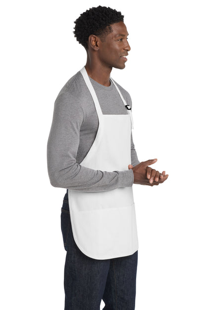 White Port Authority Medium-Length Apron with Pouch Pockets. A510