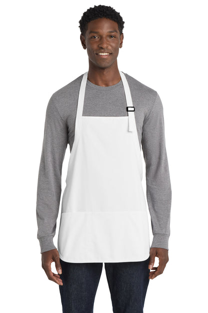 White Port Authority Medium-Length Apron with Pouch Pockets. A510