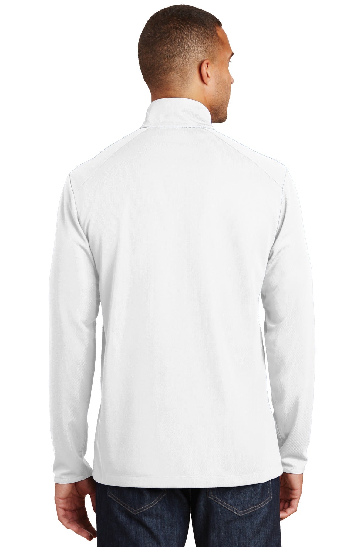 White Port Authority Pinpoint Mesh 1/2-Zip. K806 plain
