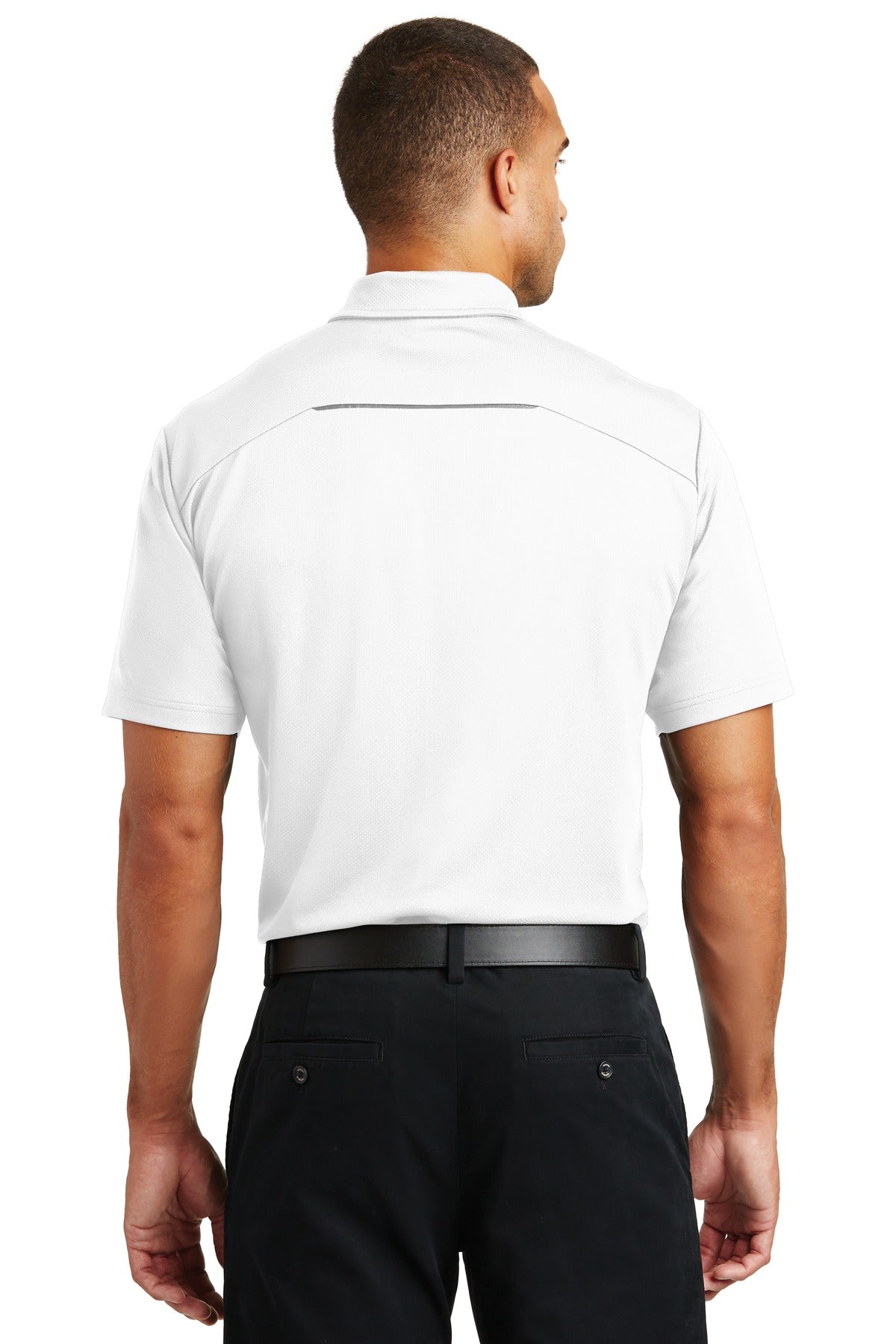 White Port Authority Pinpoint Mesh Polo. K580 plain