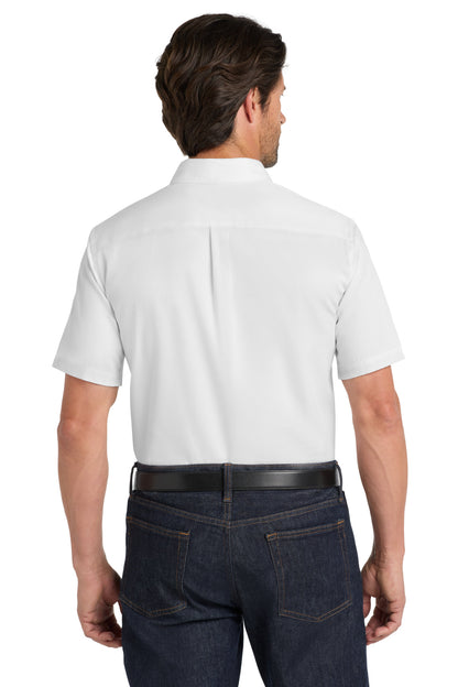 White Port Authority Short Sleeve SuperPro React Twill Shirt. W809 plain
