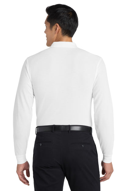 White Port Authority Silk Touch Long Sleeve Polo. K500LS
