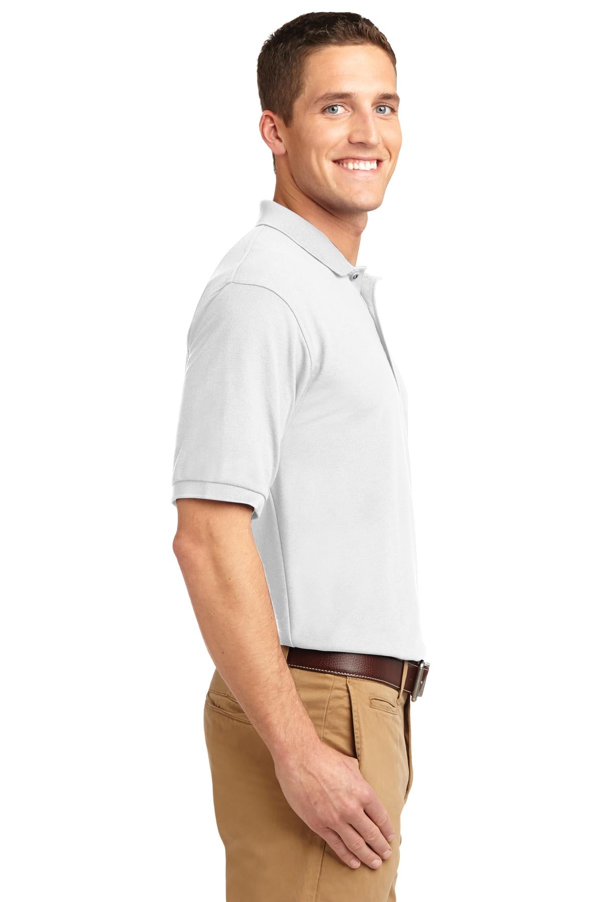 White Port Authority Silk Touch Polo K500 plain