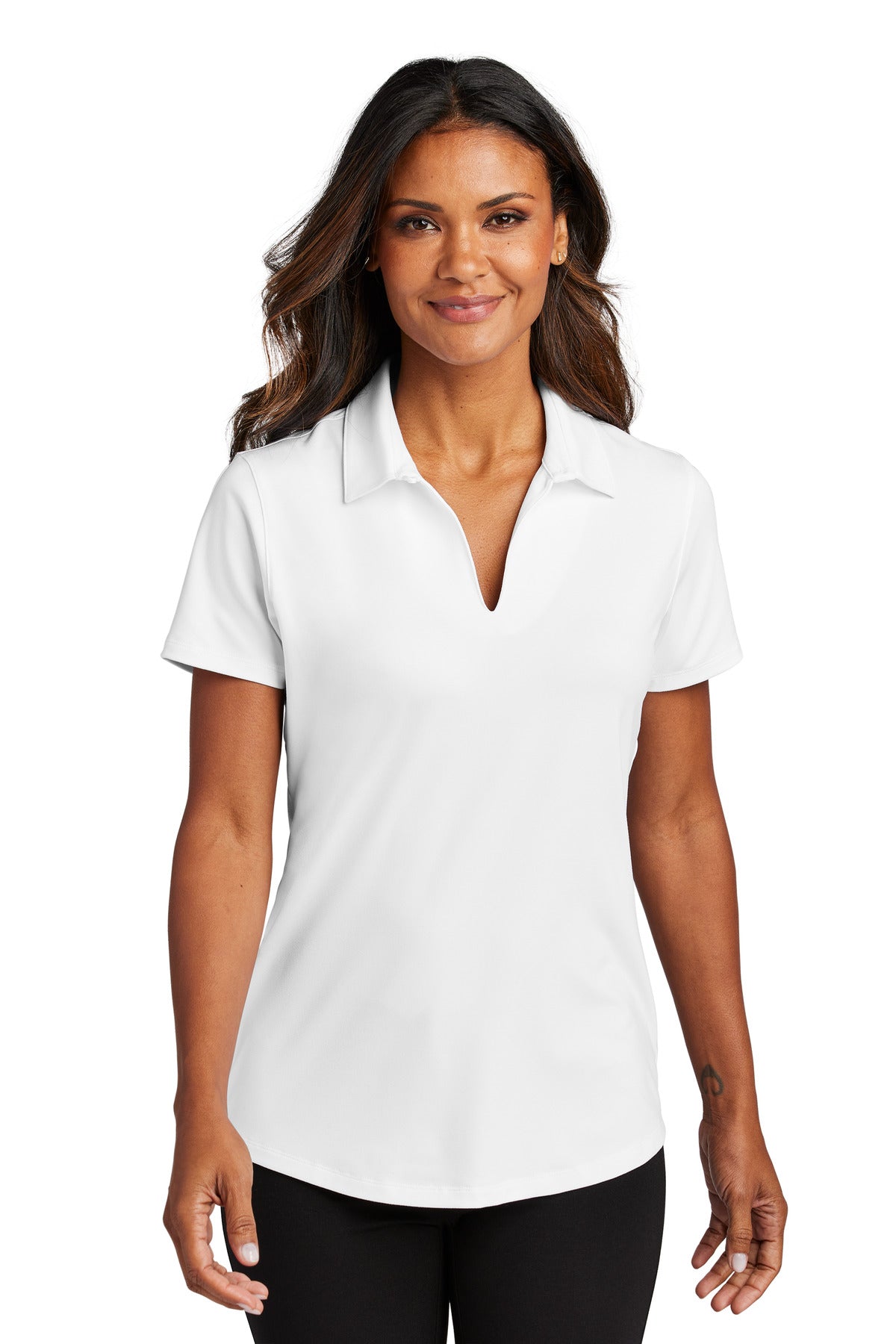 White Port Authority Women's City Stretch Polo LK683 plain