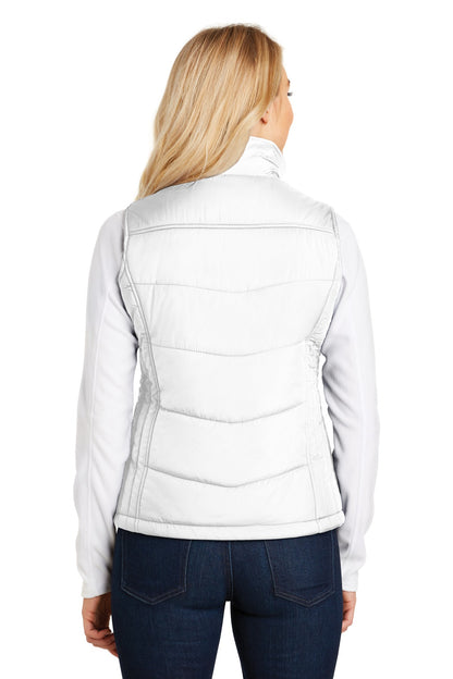 White Port Authority Women's Puffy Vest. L709 plain