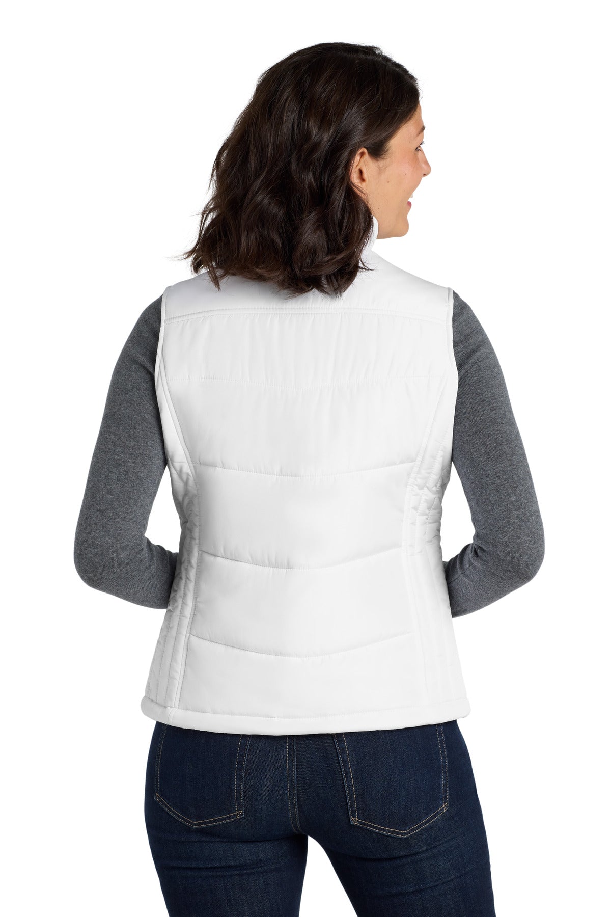 White Port Authority Women's Puffy Vest. L709