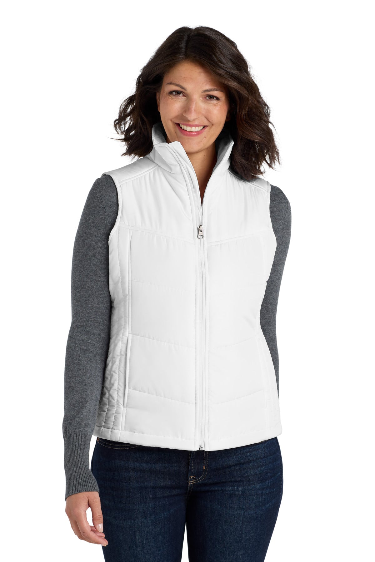 White Port Authority Women's Puffy Vest. L709
