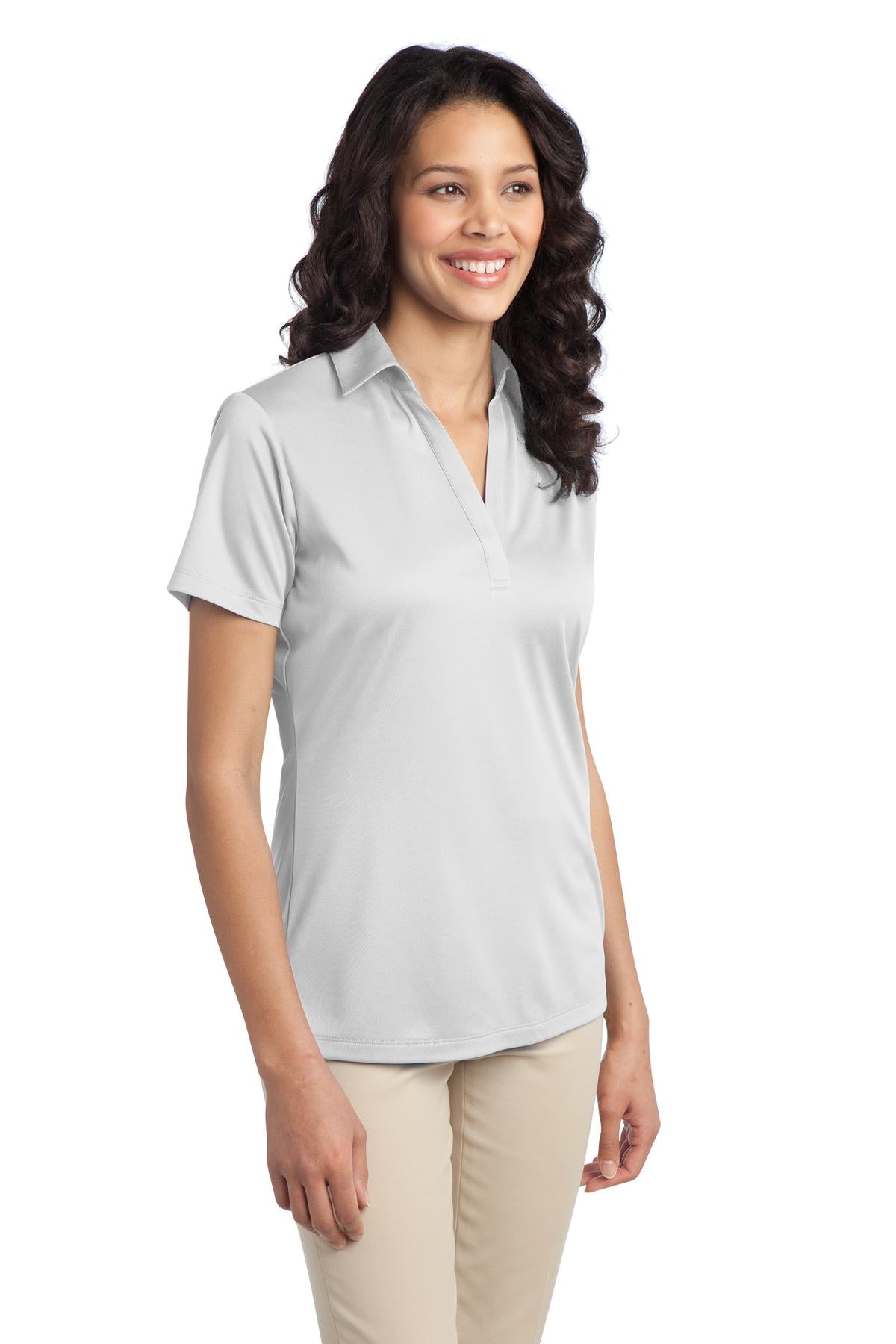 White Port Authority Women's Silk Touch Performance Polo. L540 plain