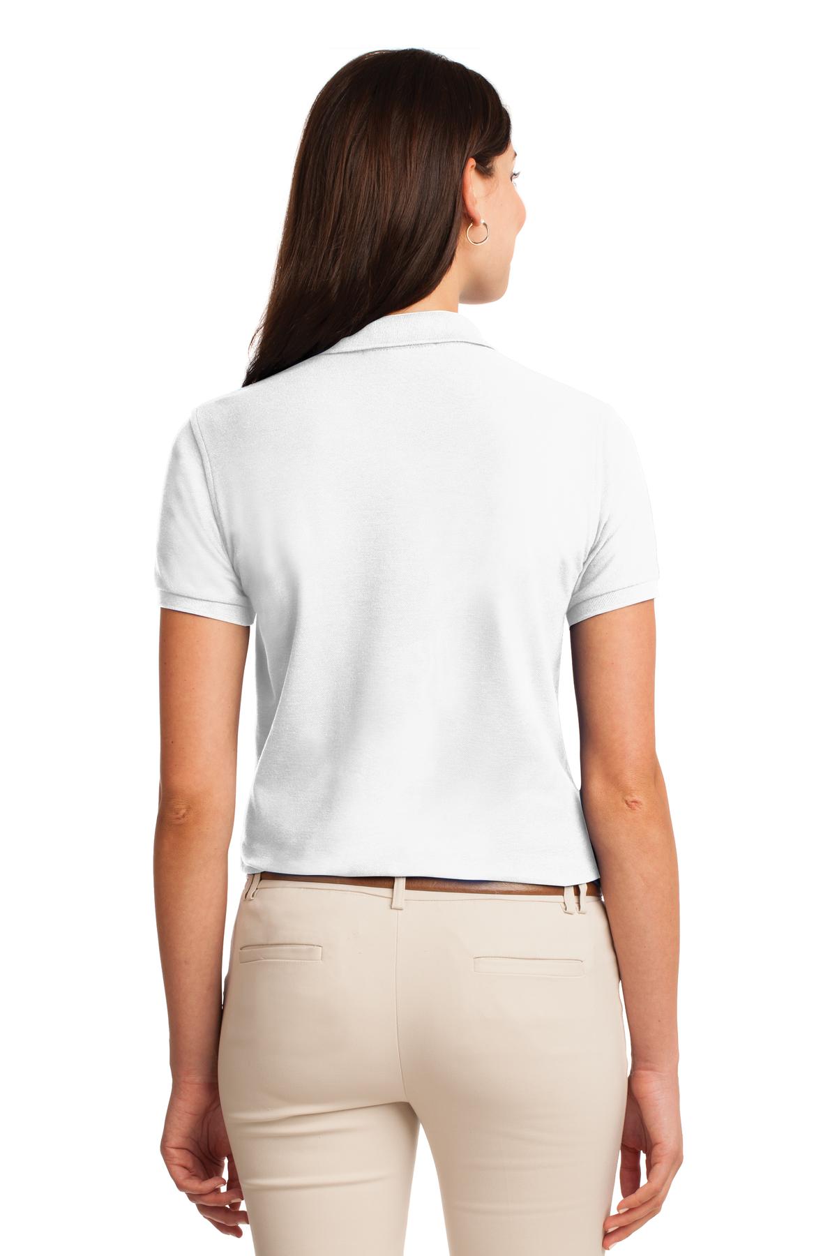 White Port Authority Women's Silk Touch Polo. L500 plain