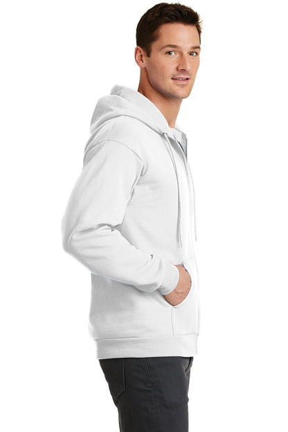 White Port & Co Core Fleece Full-Zip Hooded Sweatshirt. PC78ZH plain