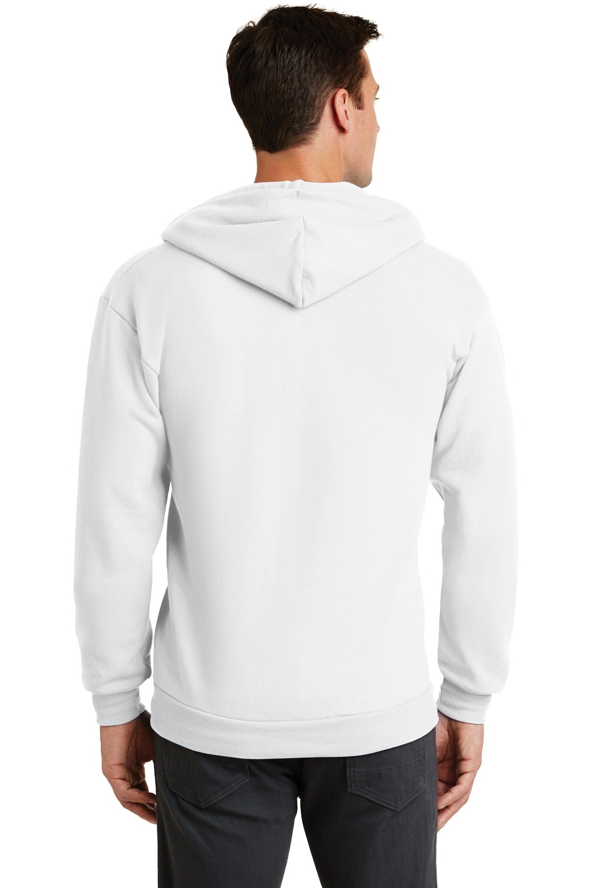 White Port & Co Core Fleece Full-Zip Hooded Sweatshirt. PC78ZH plain