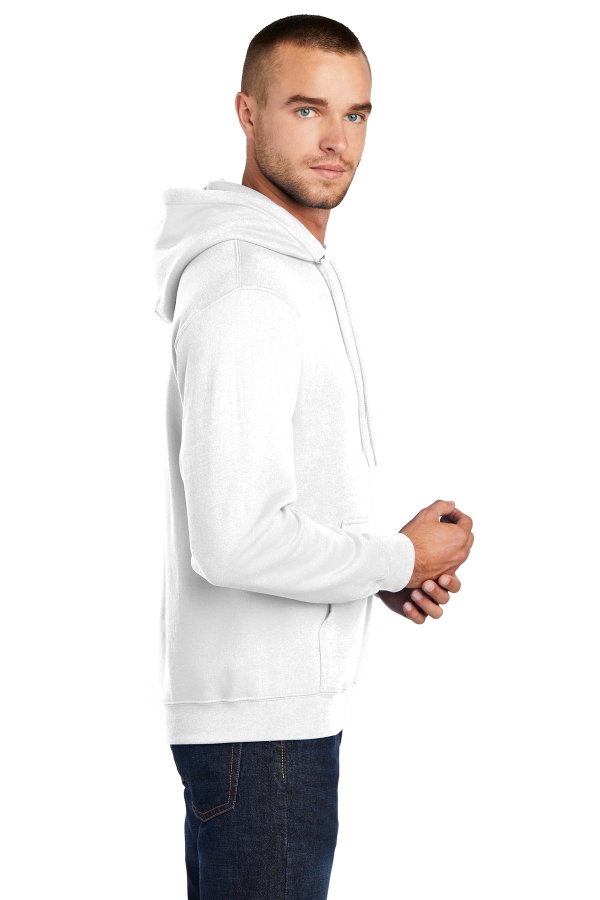 White Port & Co Core Fleece Pullover Hooded Sweatshirt. PC78H