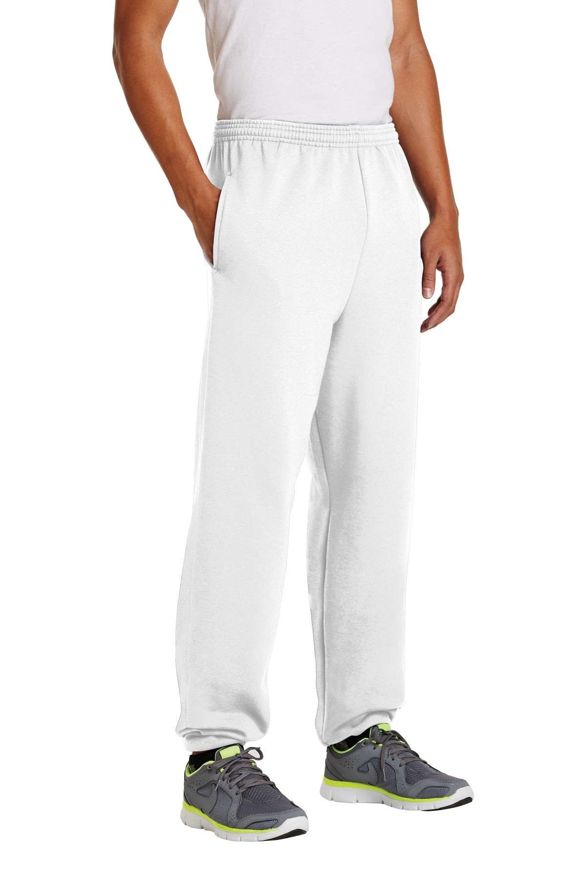 White Port & Co Essential Fleece Sweatpant with Pockets. PC90P plain