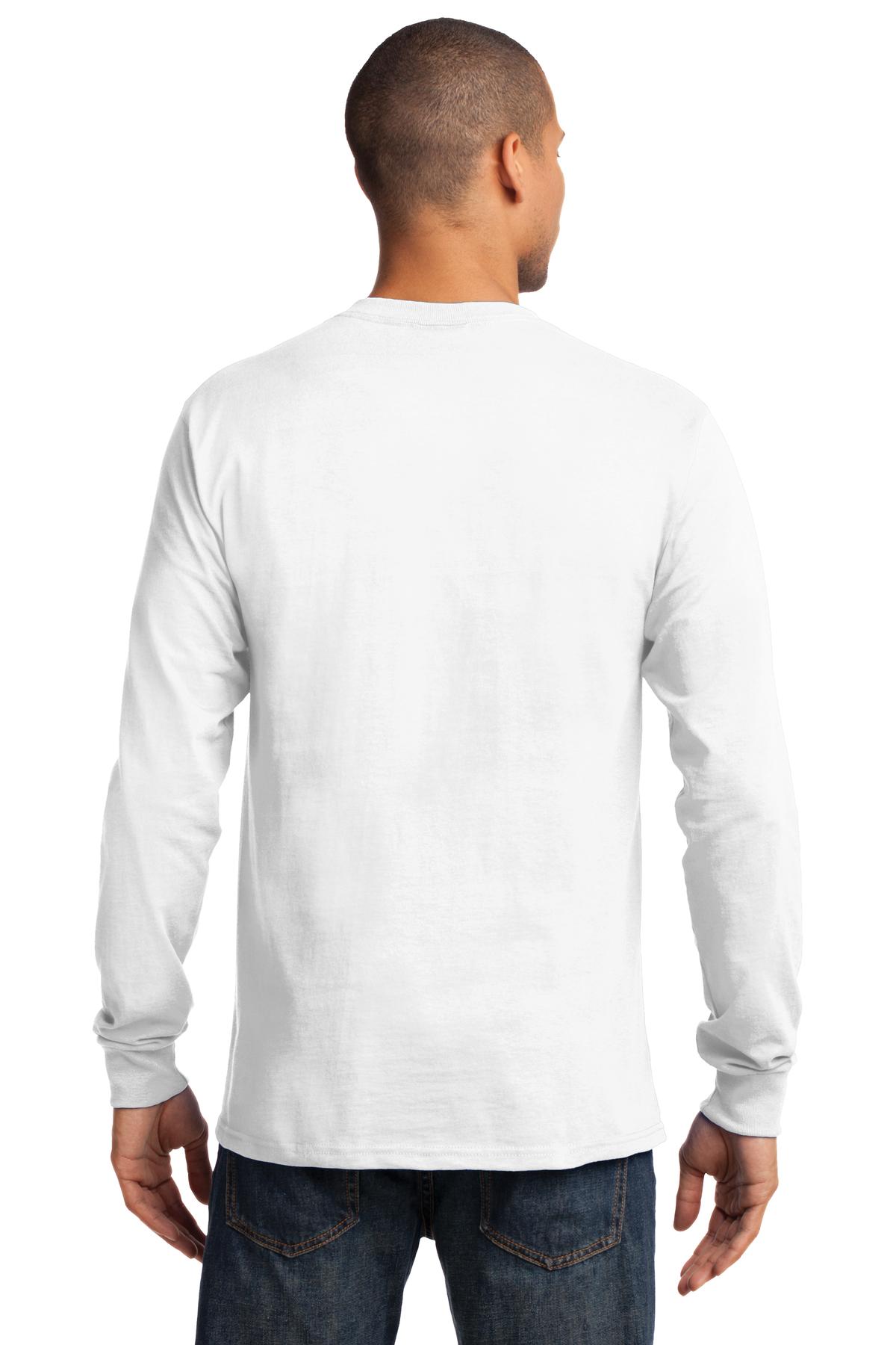 White Port & Co Long Sleeve Essential Tee. PC61LS plain