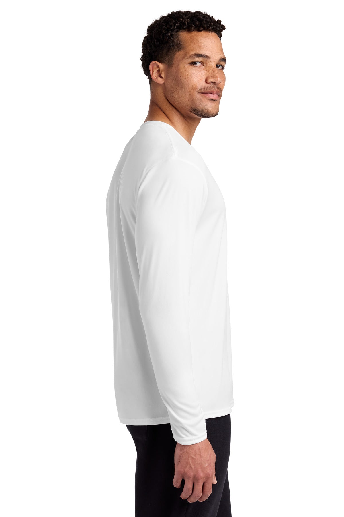 White Port & Co Long Sleeve Performance Tee. PC380LS plain