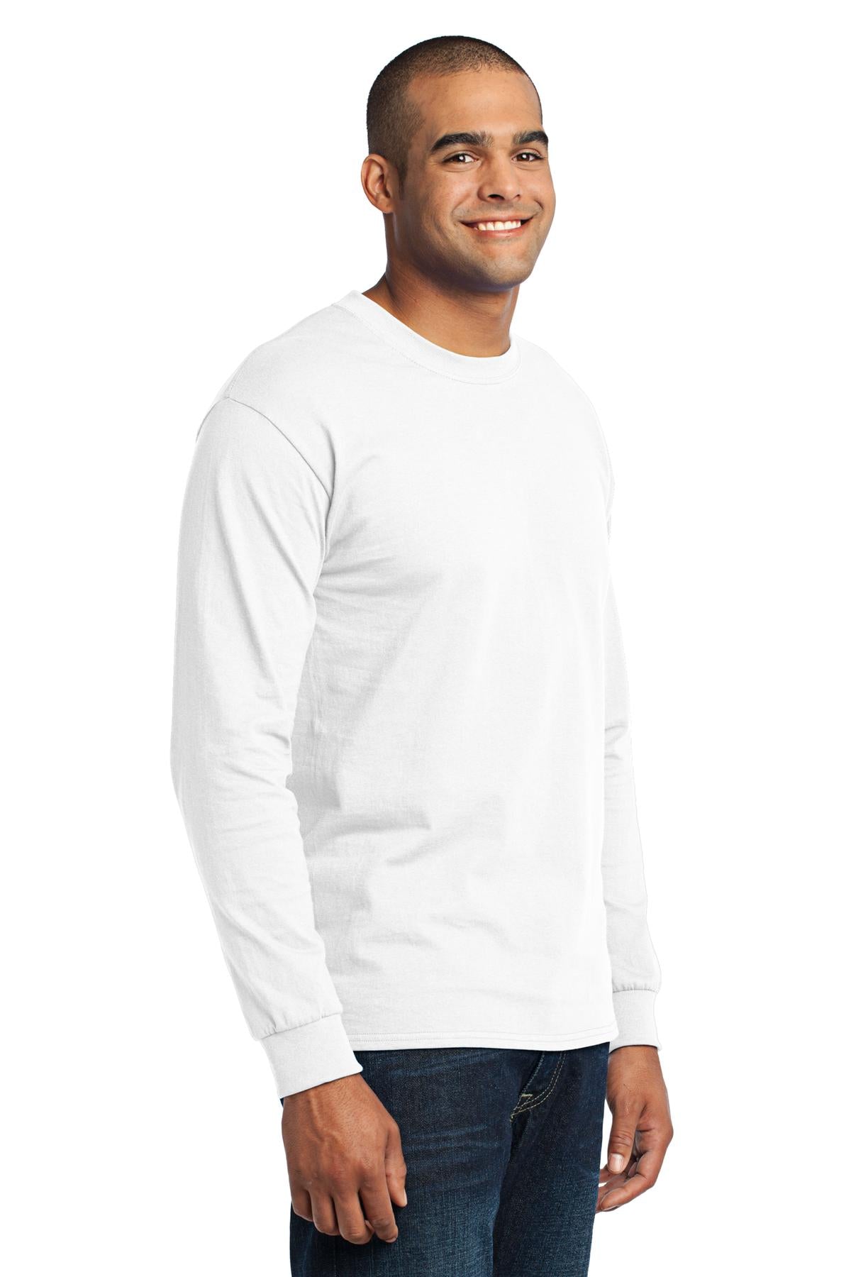 White Port & Co Tall Long Sleeve Core Blend Tee. PC55LST plain
