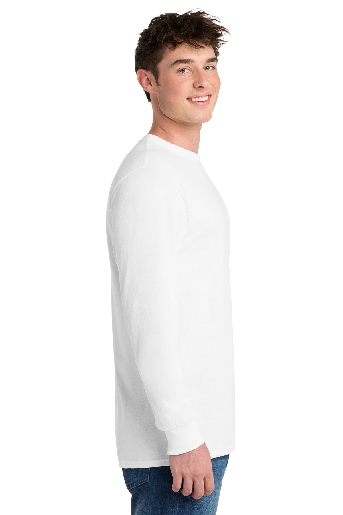 White Port & Co Tall Long Sleeve Core Blend Tee. PC55LST plain