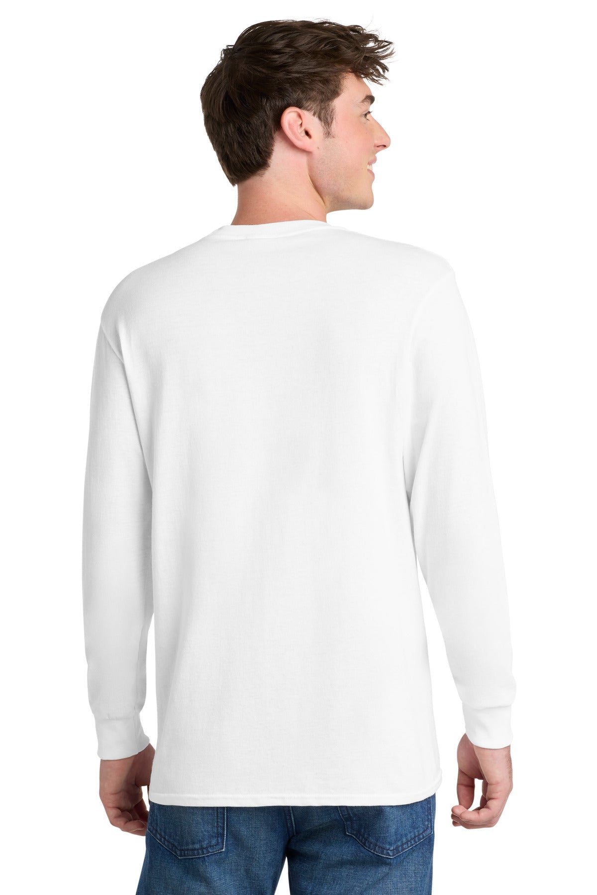 White Port & Co Tall Long Sleeve Core Blend Tee. PC55LST plain