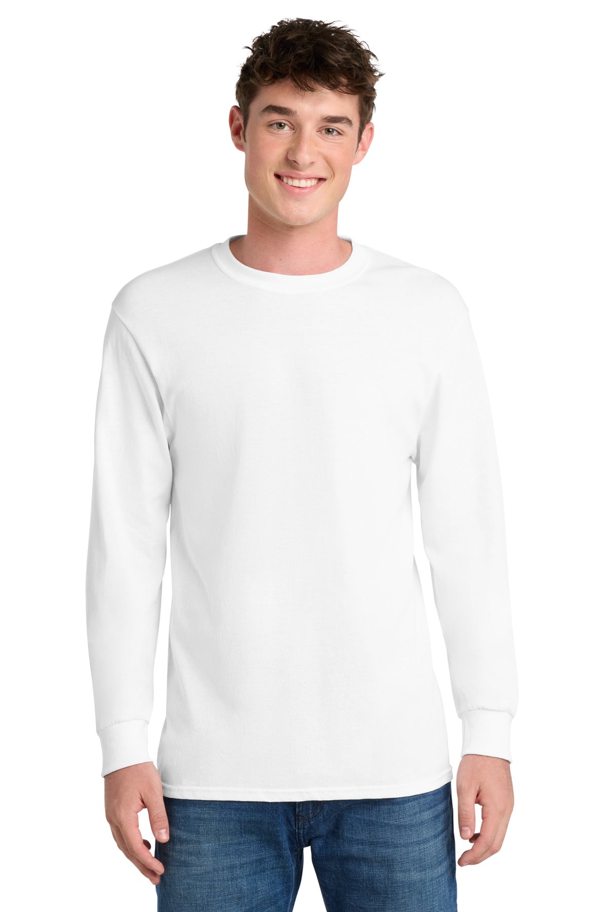 White Port & Co Tall Long Sleeve Core Blend Tee. PC55LST plain