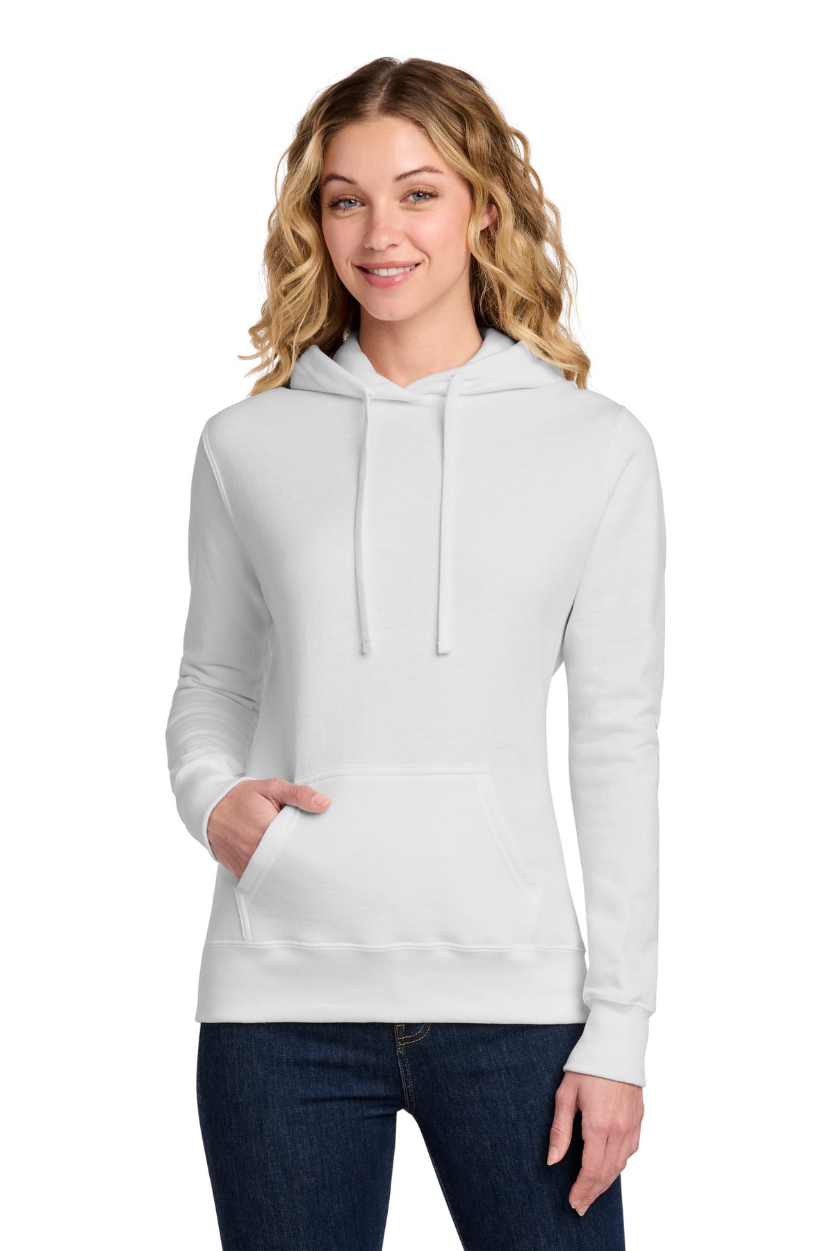 White Port & Co Women's Core Fleece Pullover Hooded Sweatshirt LPC78H plain
