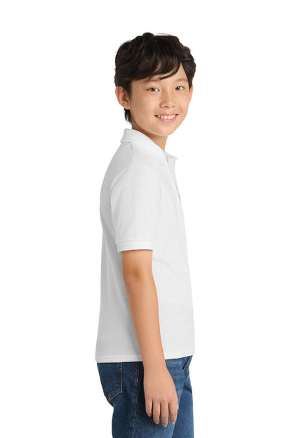 White Port & Co Youth Core Blend Jersey Knit Polo. KP55Y plain