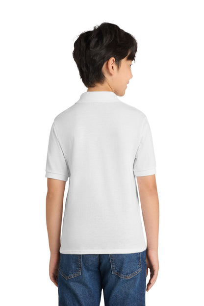 White Port & Co Youth Core Blend Jersey Knit Polo. KP55Y plain