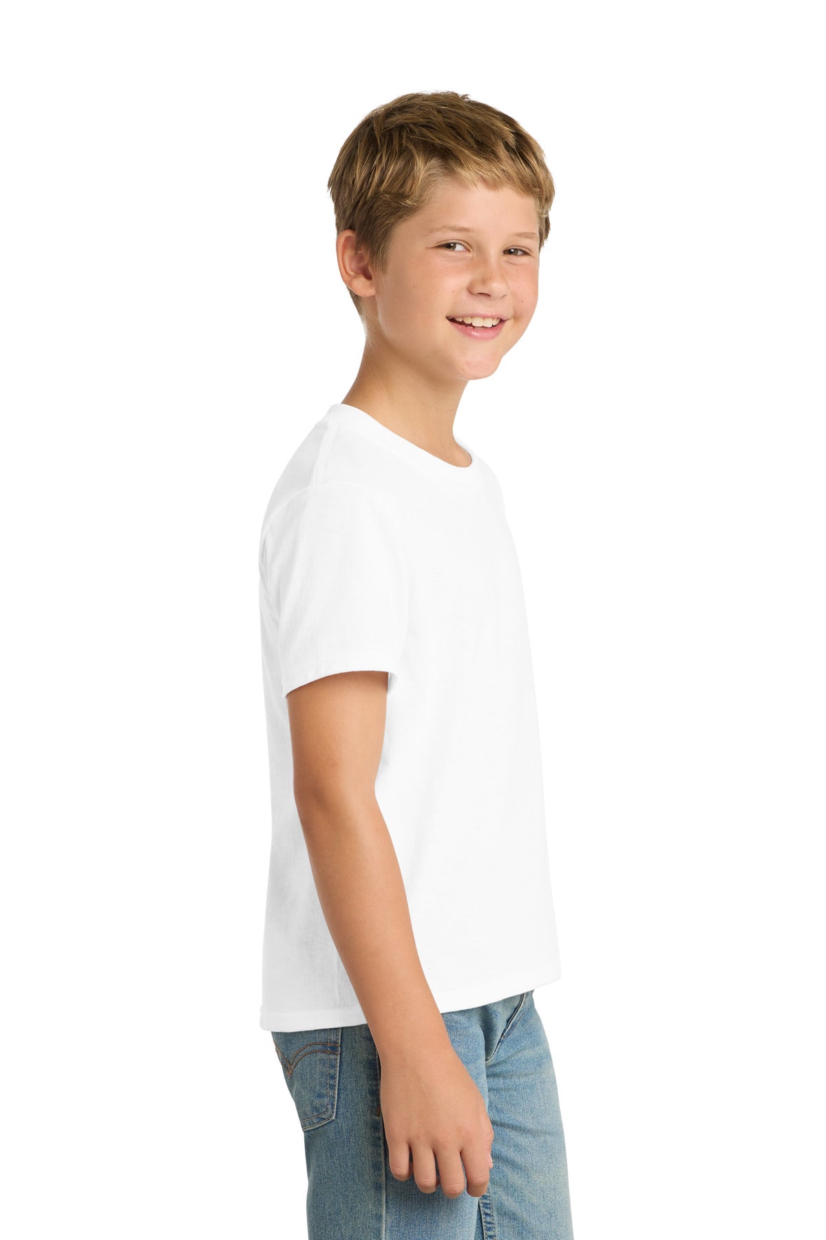 White Port & Co Youth Core Blend Tee. PC55Y plain