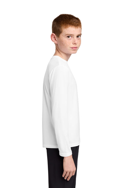 White Port & Co Youth Long Sleeve Performance Tee PC380YLS plain