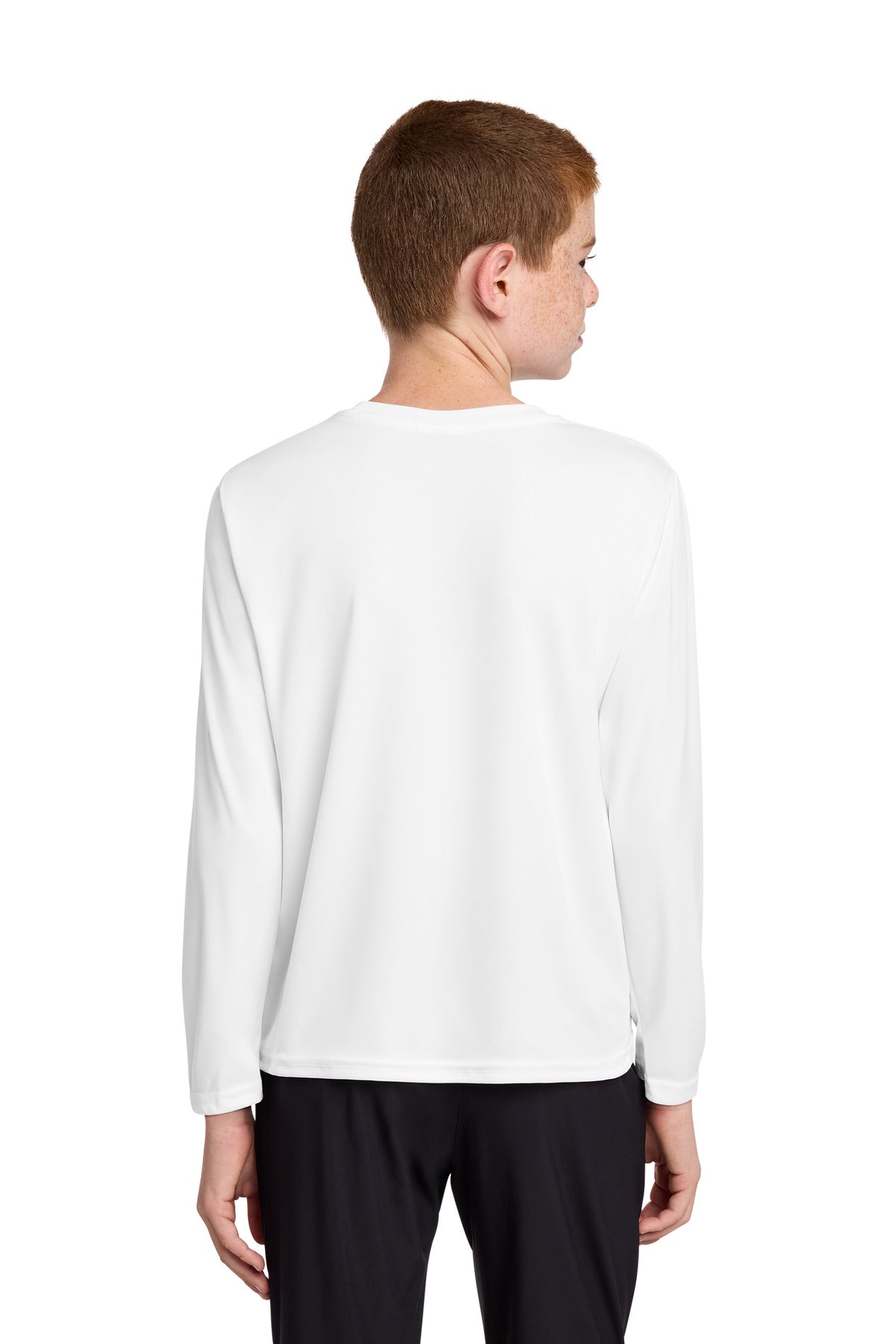 White Port & Co Youth Long Sleeve Performance Tee PC380YLS plain
