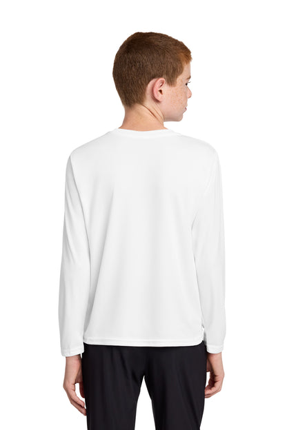 White Port & Co Youth Long Sleeve Performance Tee PC380YLS plain