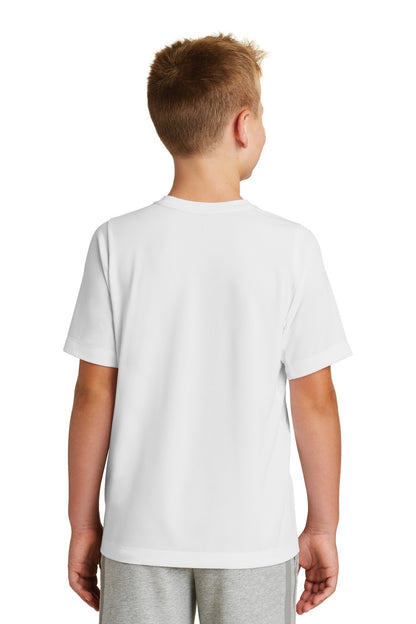 White Solid New Era Youth Series Performance Crew Tee. YNEA200 plain