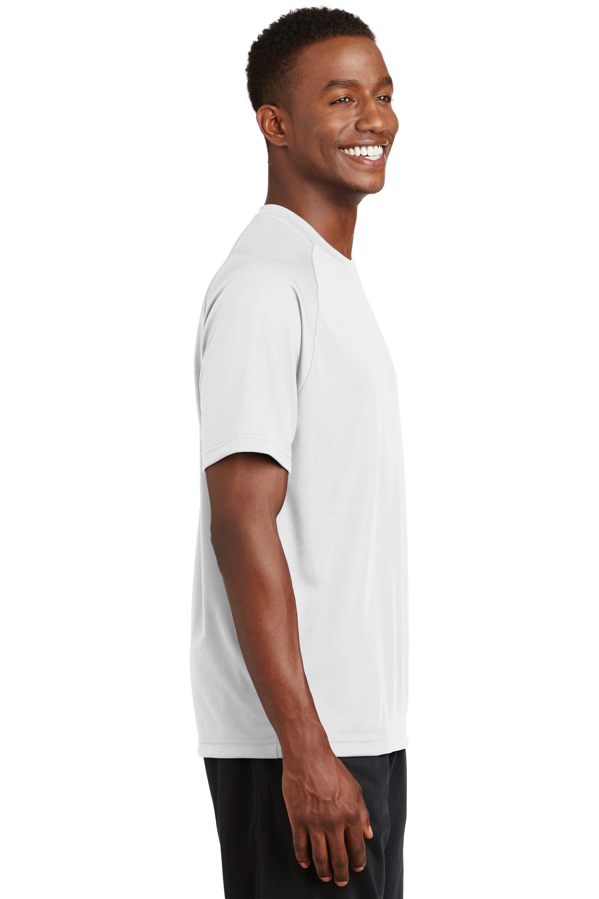 White Sport-Tek Dry Zone Short Sleeve Raglan T-Shirt. T473 plain