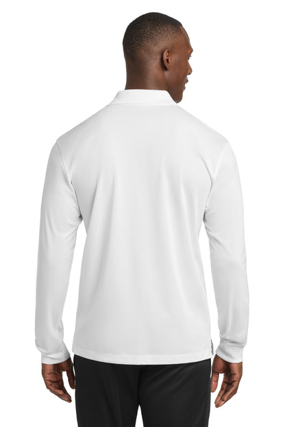 White Sport-Tek Long Sleeve Micropique Sport-Wick Polo. ST657 plain