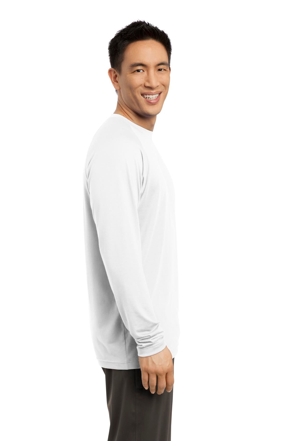White Sport-Tek Long Sleeve Ultimate Performance Crew. ST700LS plain
