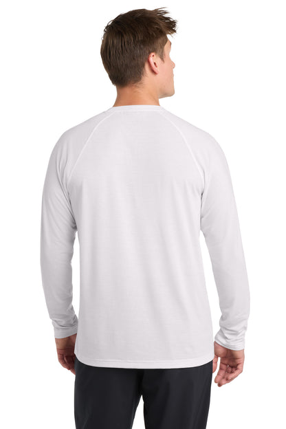 White Sport-Tek Long Sleeve Ultimate Performance Crew. ST700LS plain