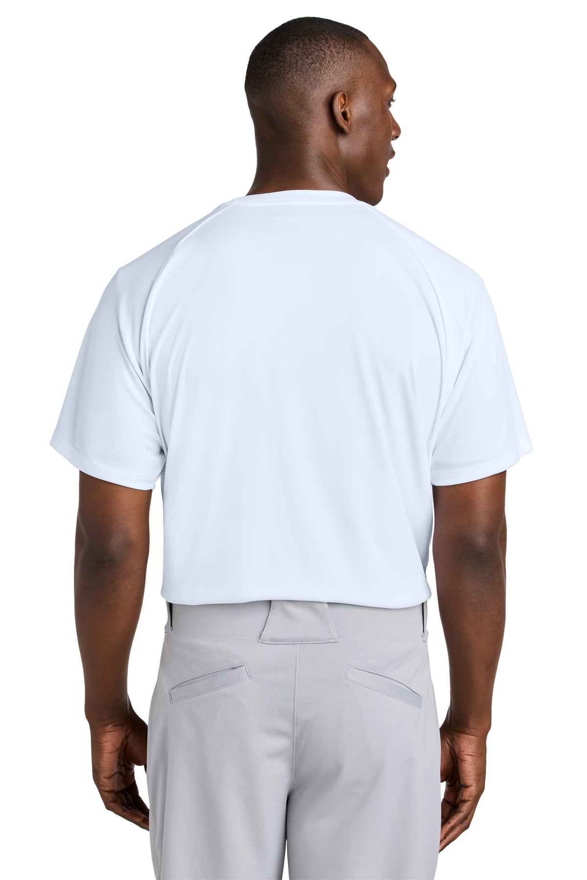 White Sport-Tek PosiCharge Competitor 2-Button Henley ST359 plain