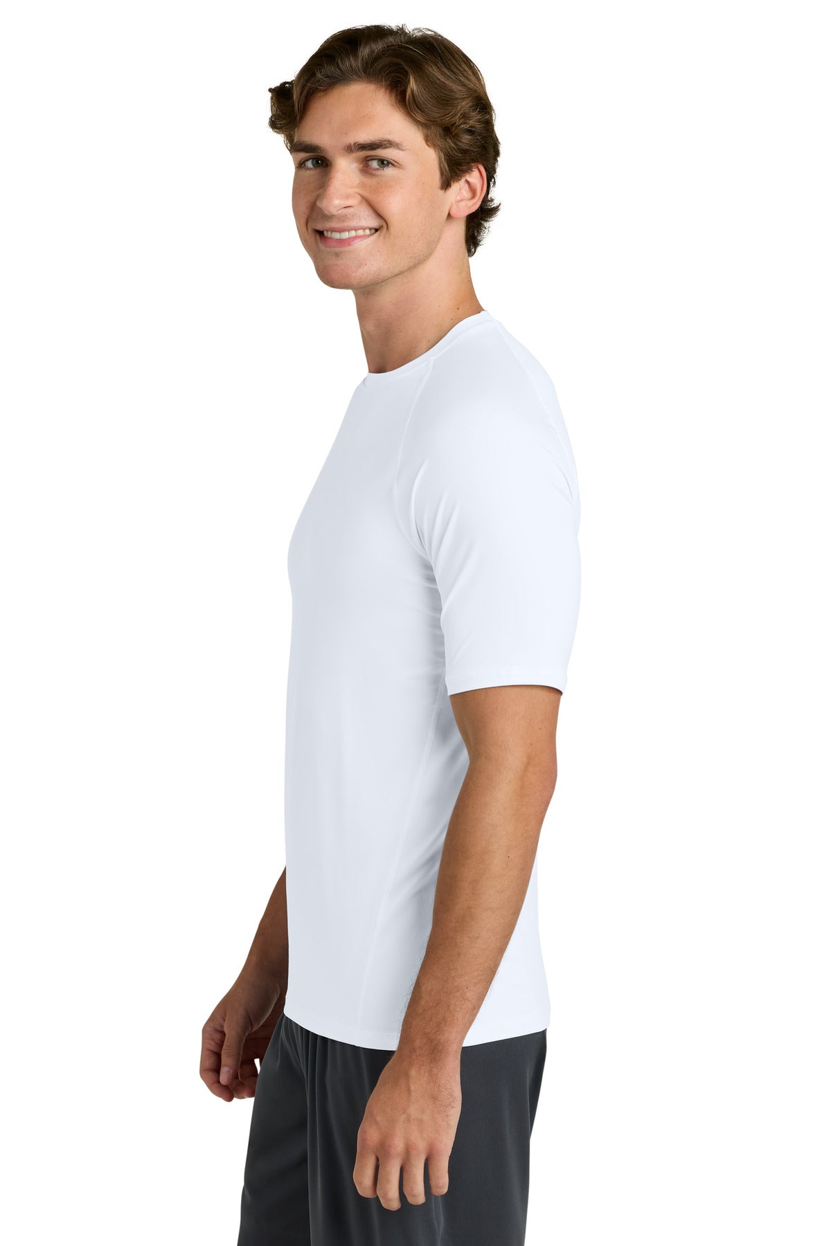 White Sport-Tek PosiCharge Compression 1/2-Sleeve Tee ST120 plain
