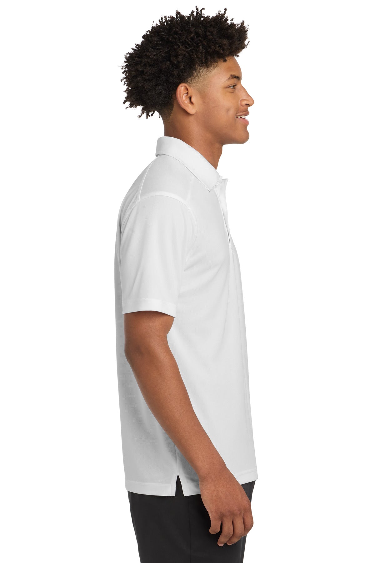 White Sport-Tek PosiCharge Micro-Mesh Polo. ST680 plain
