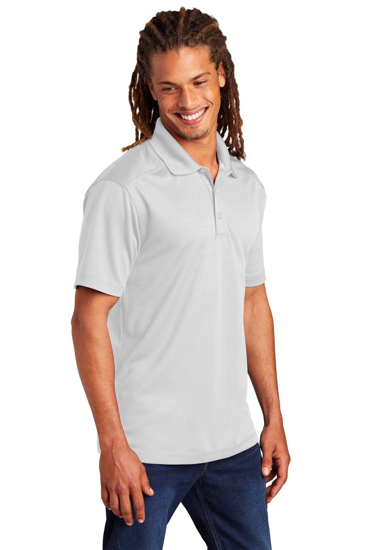 White Sport-Tek PosiCharge Micro-Mesh Polo. ST680 plain