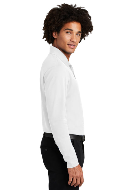 White Sport-Tek PosiCharge RacerMesh Long Sleeve Polo. ST640LS plain