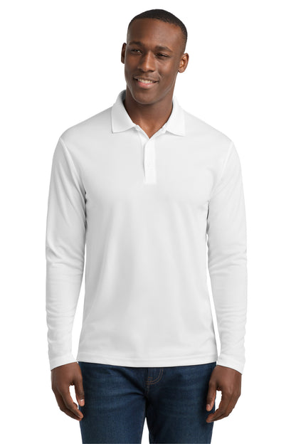 White Sport-Tek PosiCharge RacerMesh Long Sleeve Polo. ST640LS plain
