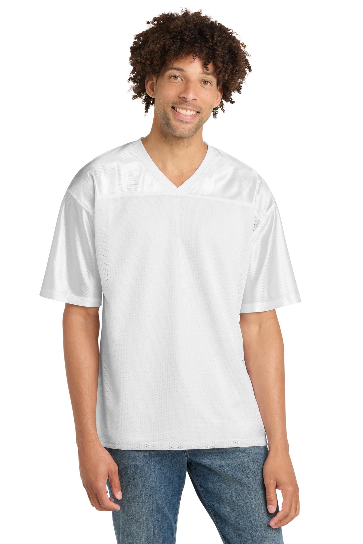 White Sport-Tek PosiCharge Replica Jersey. ST307 plain
