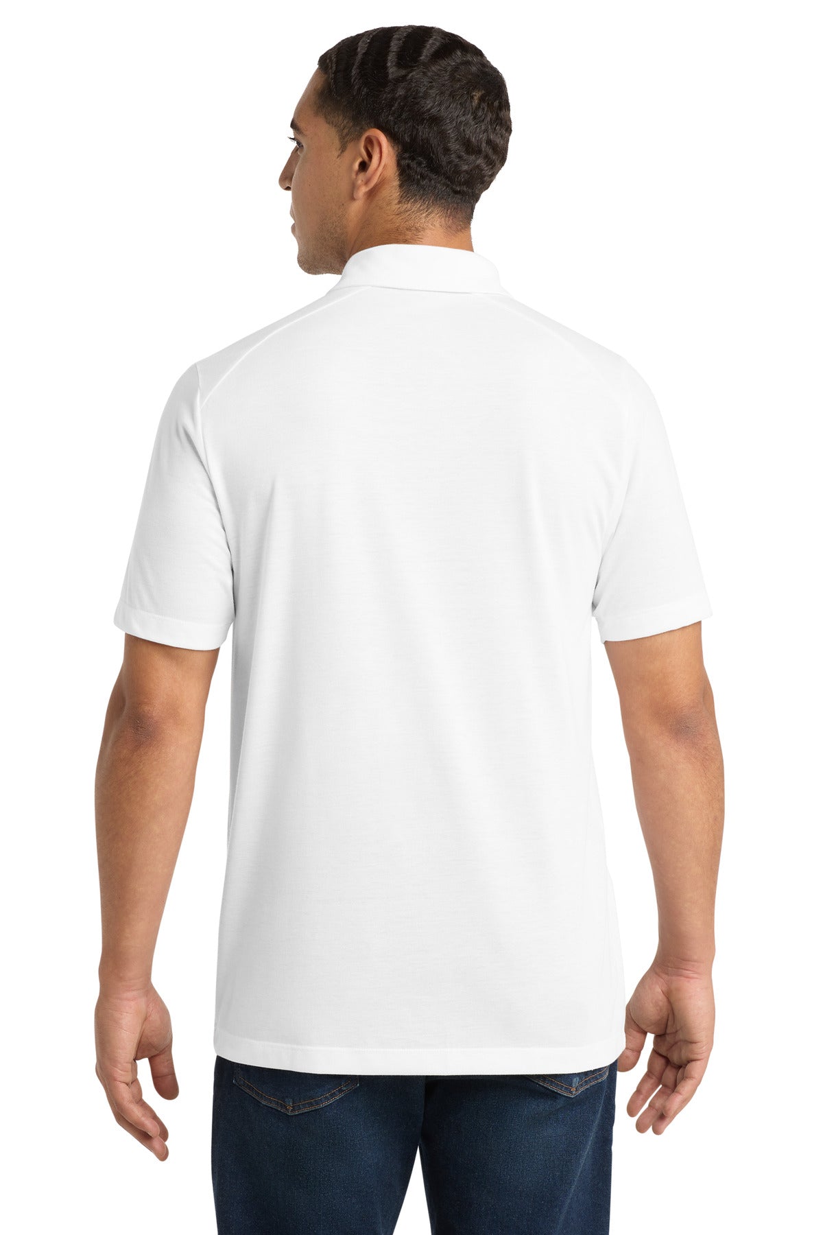 White Sport-Tek PosiCharge Tri-Blend Wicking Polo. ST405 plain