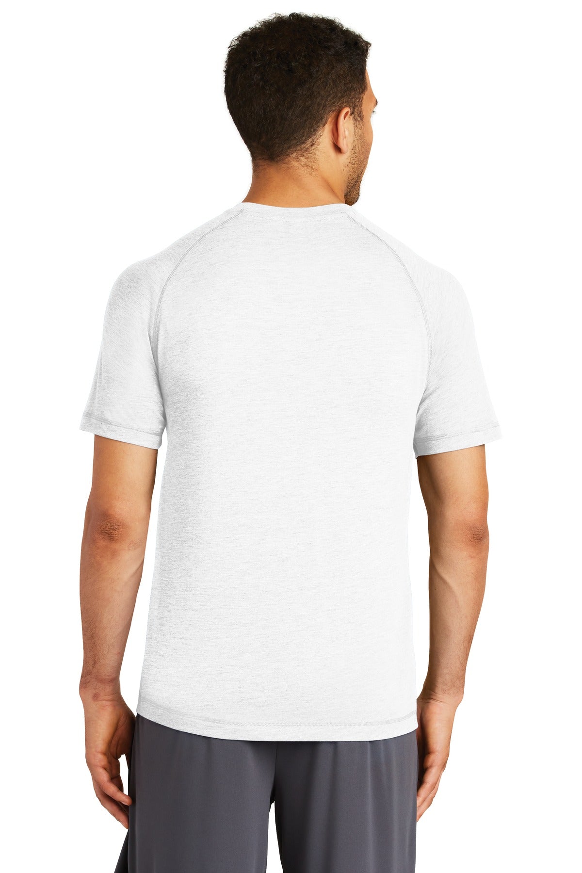 White Sport-Tek PosiCharge Tri-Blend Wicking Raglan Tee. ST400 plain