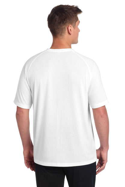 White Sport-Tek PosiCharge Tri-Blend Wicking Raglan Tee. ST400 plain