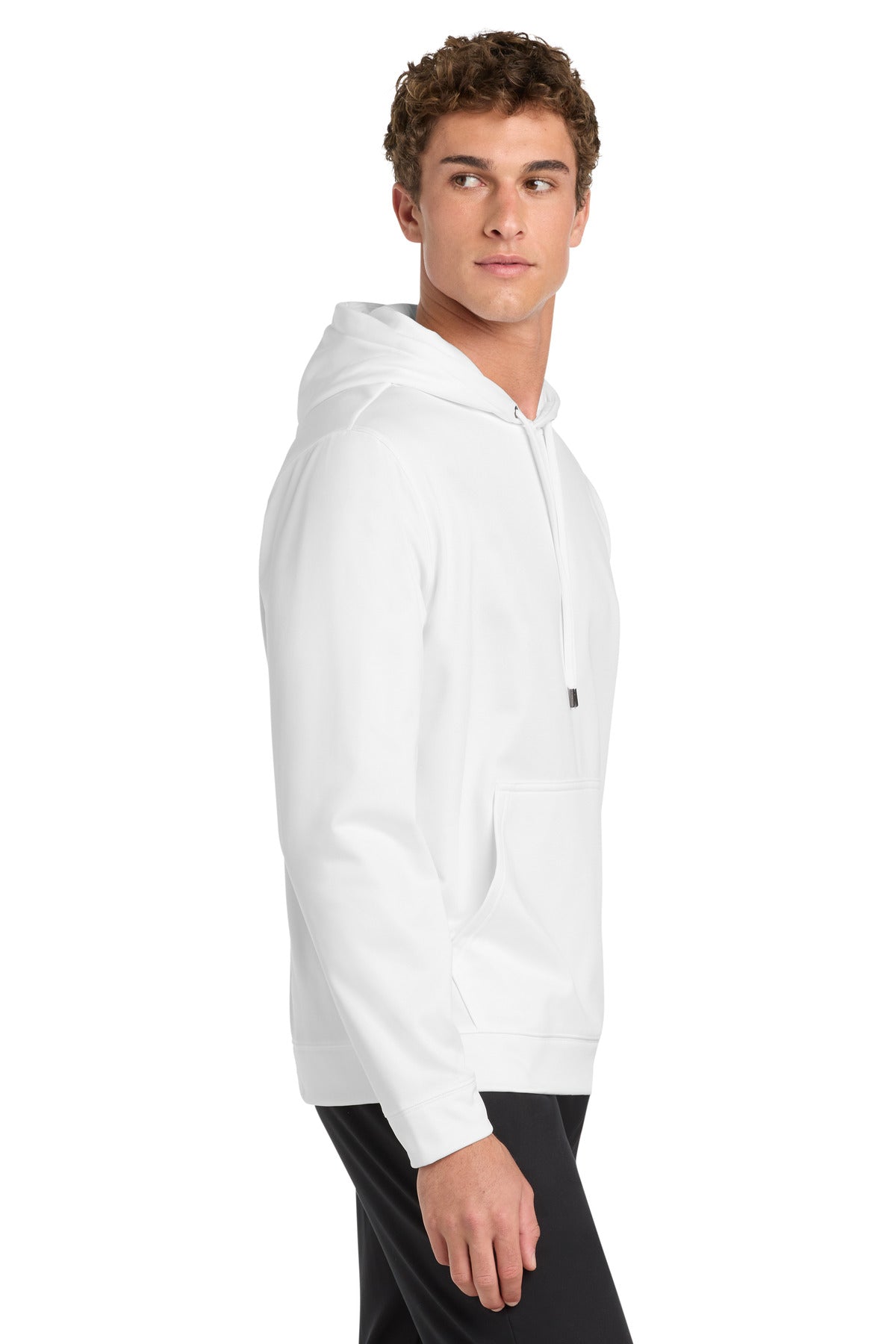 White Sport-Tek Sport-Wick Fleece Hooded Pullover. F244 plain