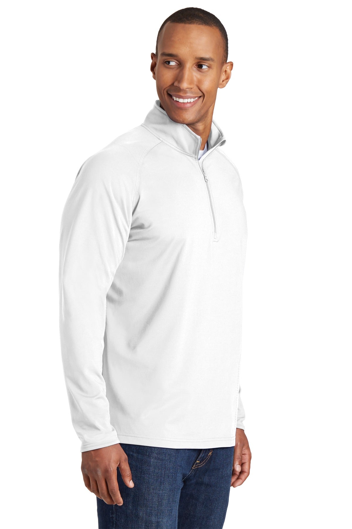 White Sport-Tek Sport-Wick Stretch 1/4-Zip Pullover. ST850 plain
