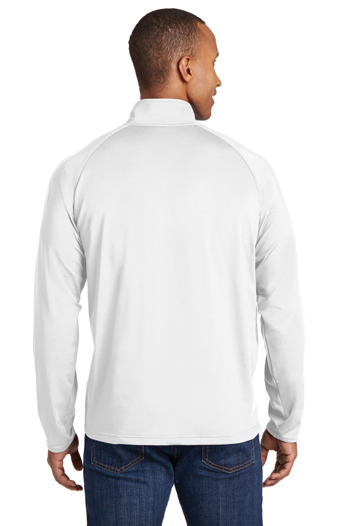 White Sport-Tek Sport-Wick Stretch 1/4-Zip Pullover. ST850 plain