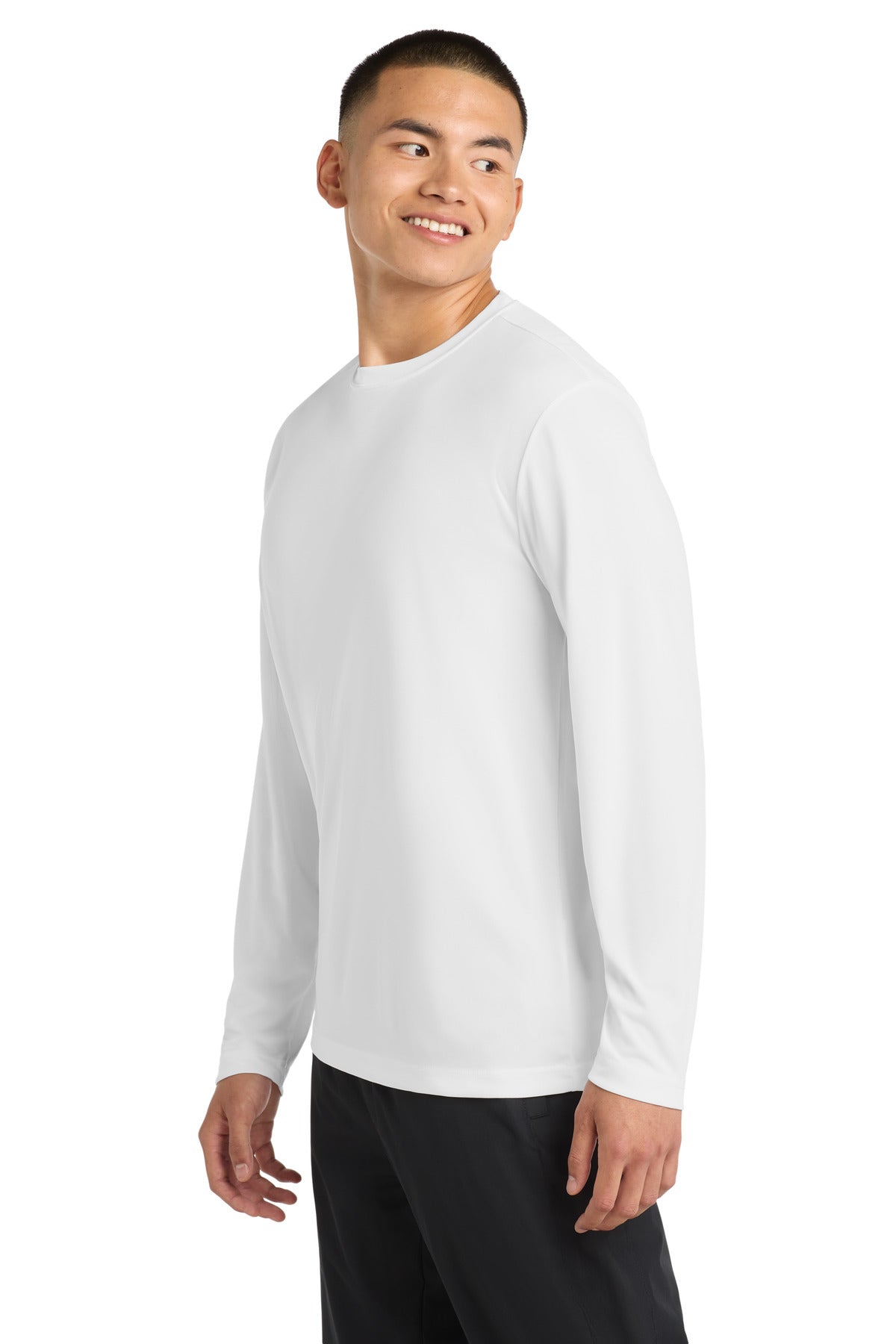 White Sport-Tek Tall Long Sleeve PosiCharge Competitor Tee. TST350LS plain